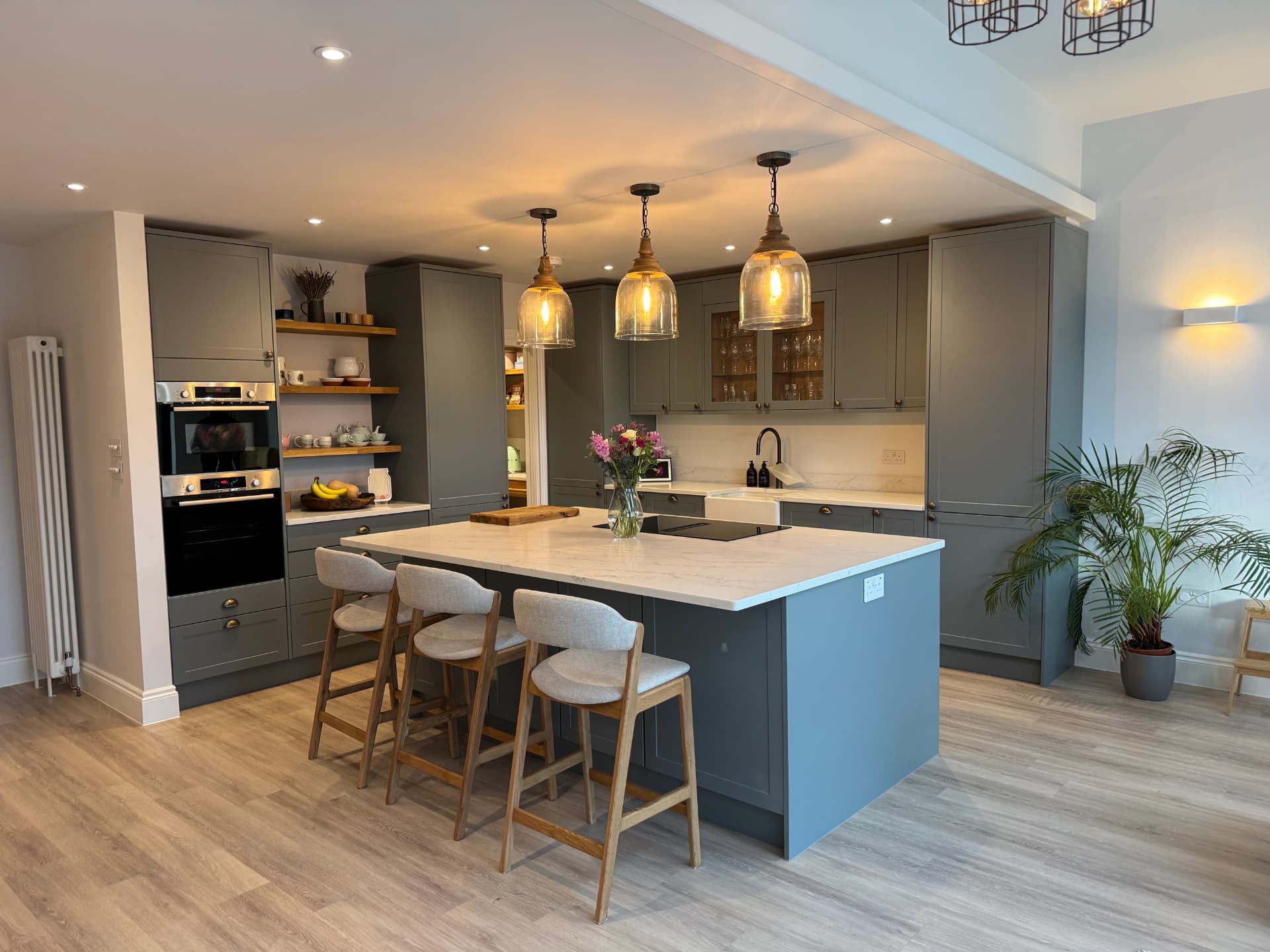 Garden Room Extension — Full-length island with skylights