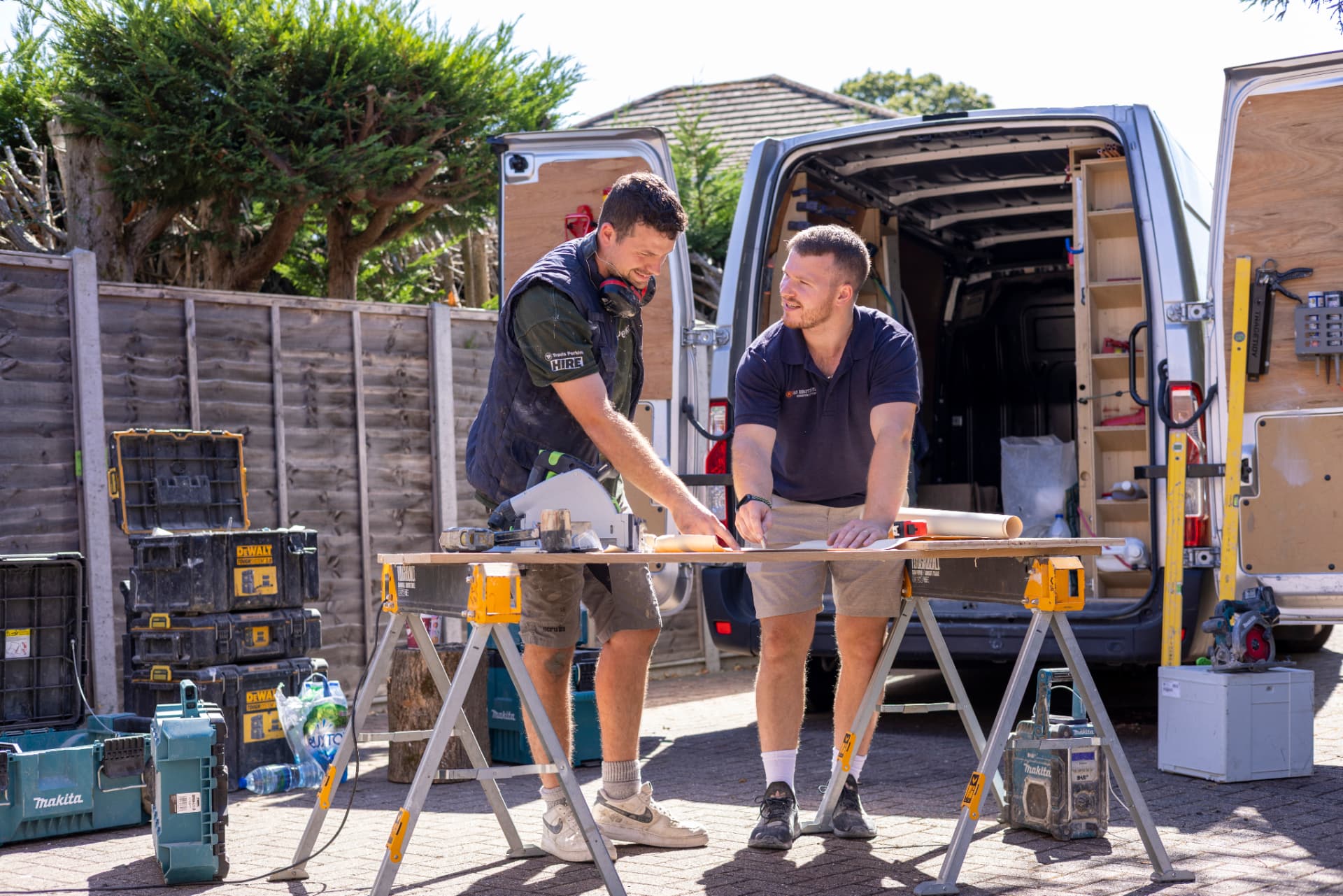 James and Thomas, Co-Founders of G2 Kitchens, working together on site